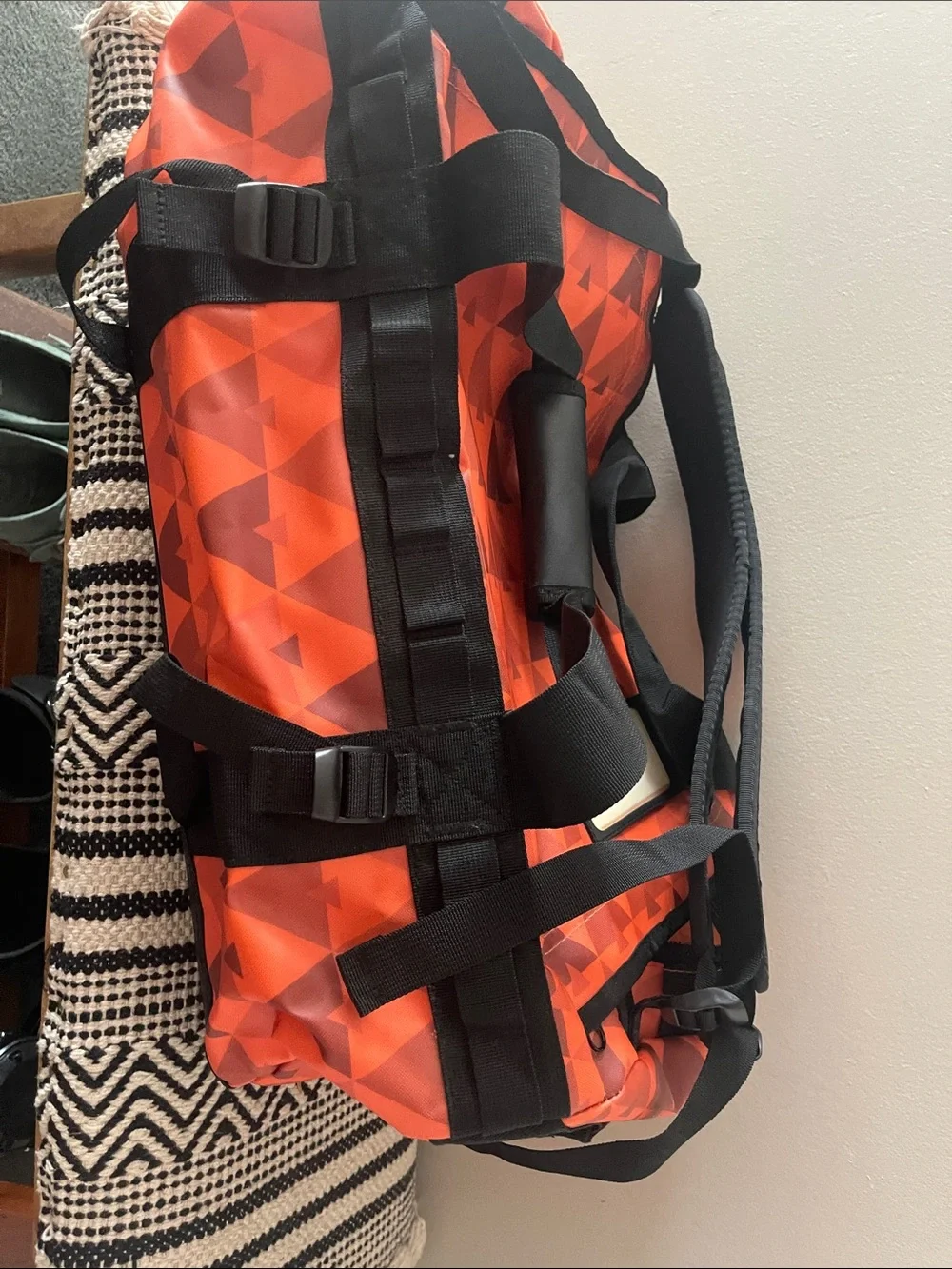 Orange Geometric Men's Duffel Bag - Backpack